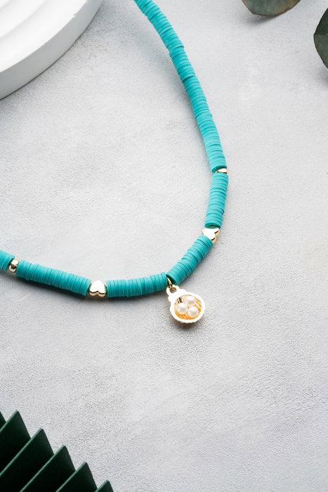 Heliophilia Silver Collar Multicolor con Colgante de Latón y Cobre